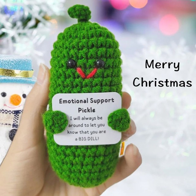 Handmade Emotional Support Pickled Cucumber Gift Handmade Crochet Emotional Support  Pickles Cute Crochet Pickled Cucumber